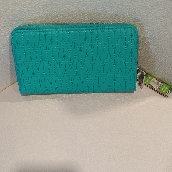 Badgley Mischka Turquoise Quilted Wallet - Picture 3 of 5